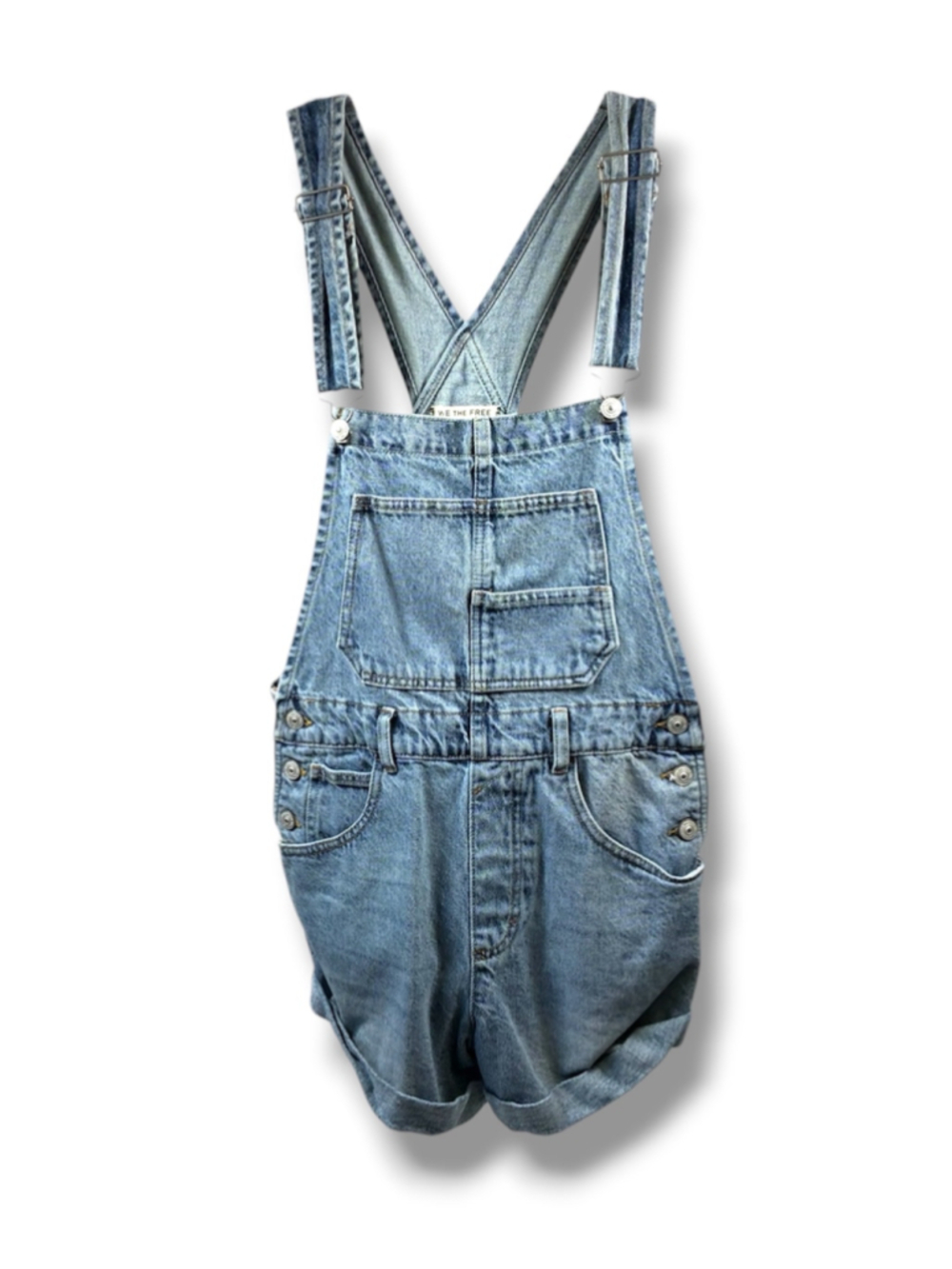 We The Free Light Blue Denim Short Overalls